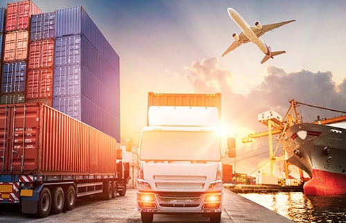 Semi Truck Cargo and Air cargo collage